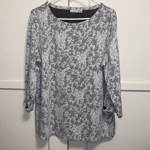 Croft & Barrow XL White Floral Print Shirt Blouse